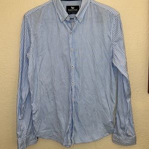 Men’s ButterCloth light blue squares long sleeve shirt size medium regular fit.